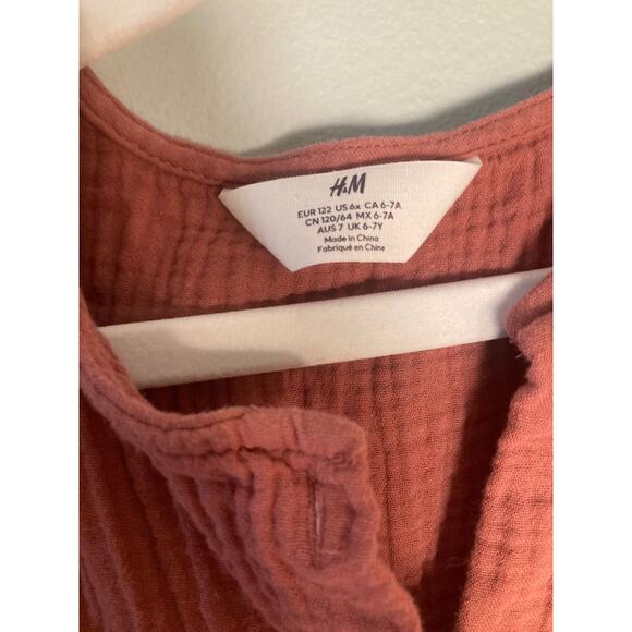 H&M Cotton Muslin Sweet Flutter Sleeve Dress Button Front ~ Sz S 6-7 ~ Adorable - Picture 4 of 5